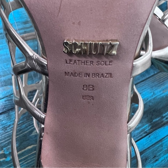 Schutz Juliana Gold High Heel Caged Open Dress Sandal Size 8 - Picture 16 of 16